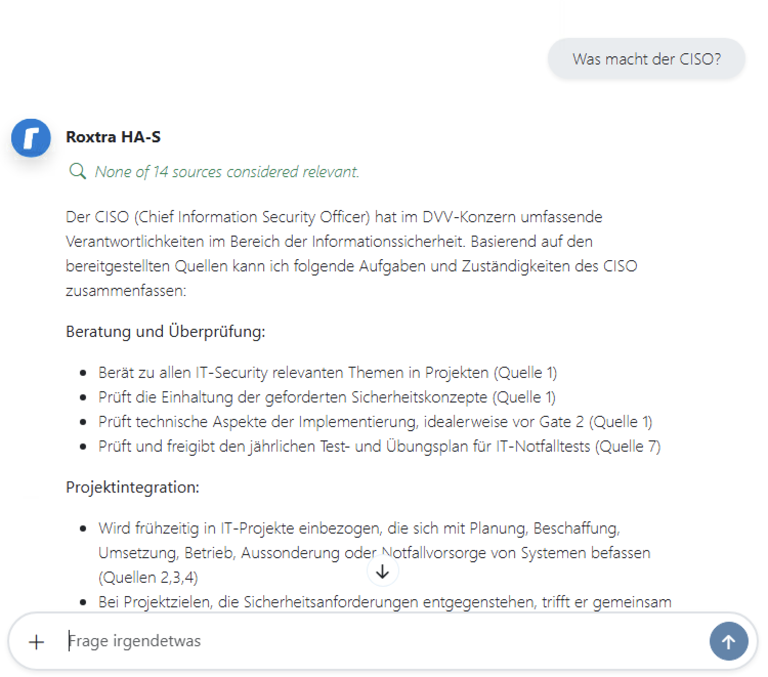 Richtlinien Chatbot Screenshot